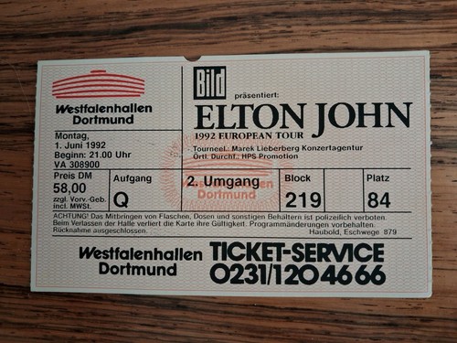 Elton john alte eintrittskarte - elton,