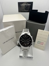 NEW GENUINE EMPORIO ARMANI AR2434 MENS WATCH STAINLESS STEEL BLACK DIAL & SILVER