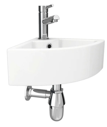 Small corner white bathroom - white,