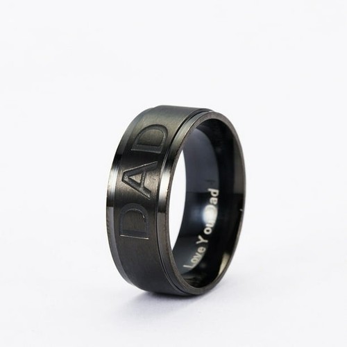 Dad ring black stainless - black, steel
