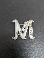 M Cat Brooch By JJ With Decorative Gems VGC Great For Fans Of Cats Free Post