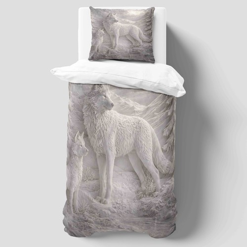 White wolves single size - white, duvet
