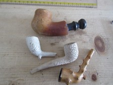 4 x Old Vintage Clay Pipes incl Knobbly 2 patterned white pipes + ANO