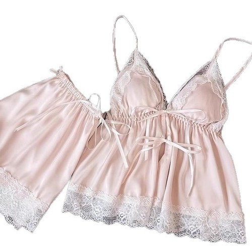 Womens satin lace babydoll - satin,