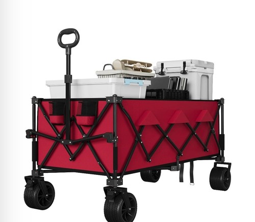 Red retro wagon pull along - red,
