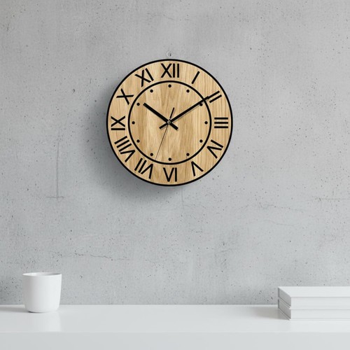 Round wooden wall clock easy - wooden,