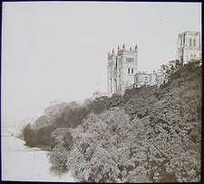 Glass Magic Lantern Slide DURHAM CATHEDRAL EXTERIOR NO5 C1890 PHOTO .. UK