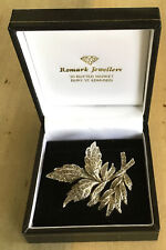 Vintage Marcasite Brooch In The Shape Of A Leaf In Box