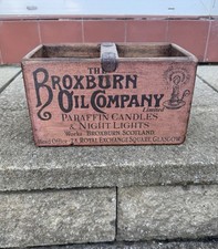 “Broxburn Oil Company” Vintage Style Rustic Wooden Box With Handle Small