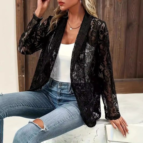 Women lace lapel - lapel, casual