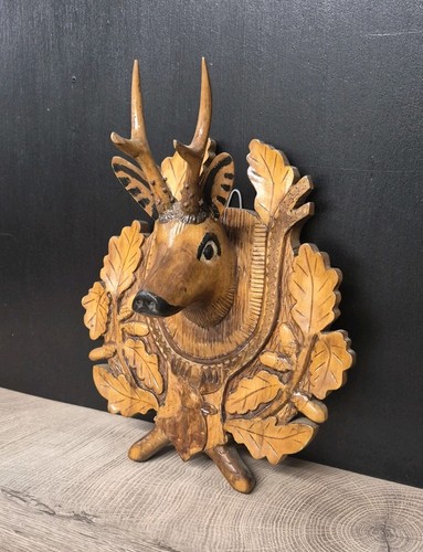 Vintage carved deer wall - vintage,