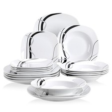 18/50/100-Piece Porcelain Dinner Set White Plates Bowls Set Tableware for 6/12