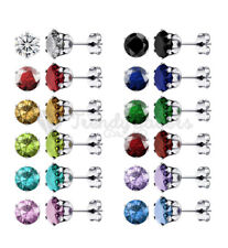 BirthStones Surgical Steel Cubic Zirconia Round Ear Piercing Studs Earrings