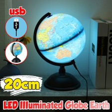 Illuminated Globe Learning Rotating World Globe LED Light Decoration Gift W/USB