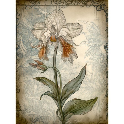 Single orchid flower pastel - orchid,