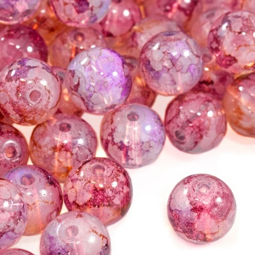 6mm purple pink mix glass - pink,