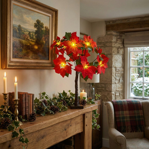 Led poinsettia christmas - poinsettia, tree