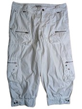 Vintage Y2K TOMMY HILFIGER Womens Large Capri Cargo White 3/4 Shorts - W34