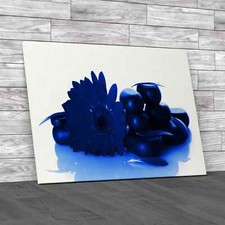 Floral Flowers Stones Blue Canvas Print Large Picture Wall Art