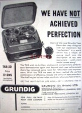 GRUNDIG 'TK8-3D' Reel-to-Reel Tape Recorders Advert : Small 1956 Print