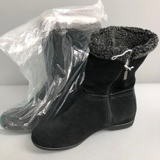 M&S Footglove Suede Calf Boots UK 5 Black Zipped Flats NWT RMF30-SM