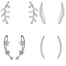 925 Sterling Silver Stud Earrings Ear Climbers Polished Finish Classic Designs