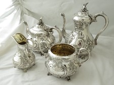 VICTORIAN 4 PIECE SILVER PLATE LOUIS TEA - SET  BY MARTIN HALL & CO