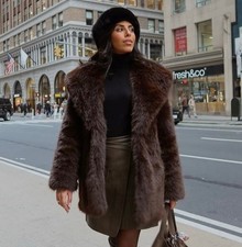 ZARA BROWN FAUX FUR LAPEL