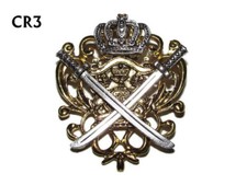Steampunk badge brooch military swords crown gold royal crest coat of arms #CR3