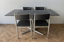 AMAZING VINTAGE SMOKED GLASS DINING TABLE & 4 MATCHING CHAIRS * FREE DELIVERY *