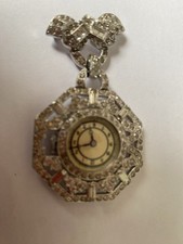 Vintage Ladies Pendant Paste Watch Art Deco Made In USA