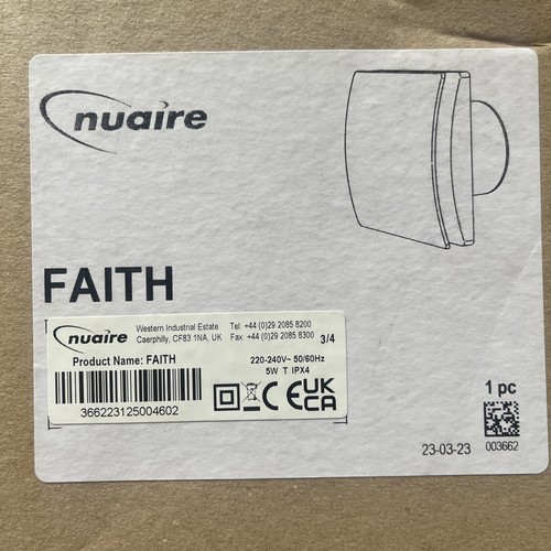 Nuaire faith fan with pull - nuaire,