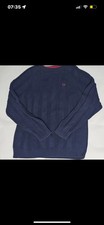 Fred Perry Jumper Mens Size Large XL Navy Cable Knit Sweatshirt Sweater 