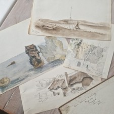 Antique 1868 pencil and - antique, wash