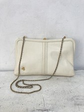 Vintage Jane Shilton Handbag Clutch Crossbody White Gold Chain Strap 80s Disco