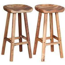 2 Wooden Bar Stools Solid Wood