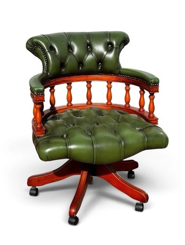 Green leather buttoned back - green,