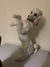 Vintage? White Poodle Figurine Large 34cm Tall White Poodle Begging ~ Kitsch