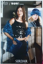Original Sirdar Fizz/ Wow Ladies Hat, Shawl ,bag  One SizeKnitting Pattern 8477