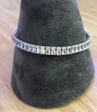  CZ  Sterling Silver Tennis Bracelet **Radiant Cut** 19cm Diamonique QVC - NEW