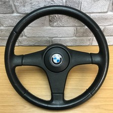 Genuine BMW Sport Black Leather 3 Spoke Steering Wheel. E30 E34 E28 E32 etc. 12D