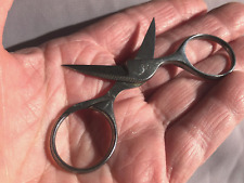 Antique Travelling Sewing Fishing Scissors Folding Sheffield Plate in Brass Case