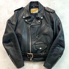 SCHOTT Perfecto 618 Double Steerhide Leather Motorcycle Jacket Black Zip Size 38