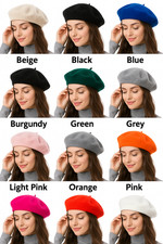 Hat Wool Beret French Plain