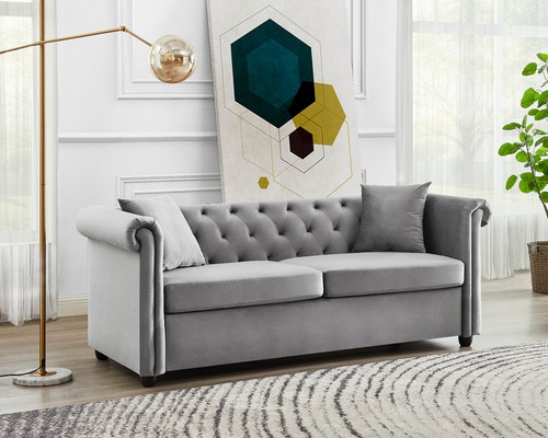 Velvet chesterfield sofa - velvet,