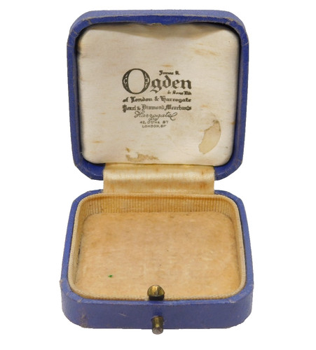 Art deco blue tooled - tooled, leather