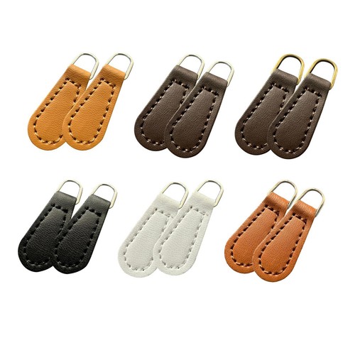2pcs zipper pulls - pu, leather