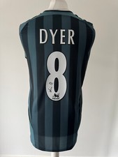 Signed KIERON DYER Retro Shirt - Newcastle United - PROOF/COA - England Ipswich
