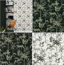 Rasch Exotic Jungle Cheetah Vinyl Metallic Wallpaper WhiteBlack Or BlackGold
