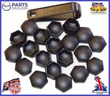 GENUINE RENAULT CAPTUR SCENIC WHEEL NUT BOLT COVERS CAPS TOOL 17mm BLACK x20